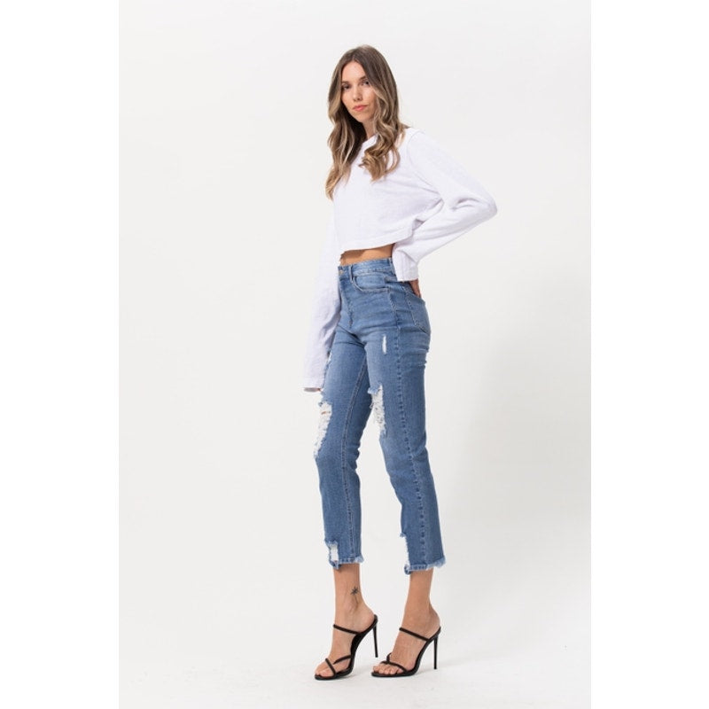 Jelly Jeans High Rise Distressed Straight Denim Jeans