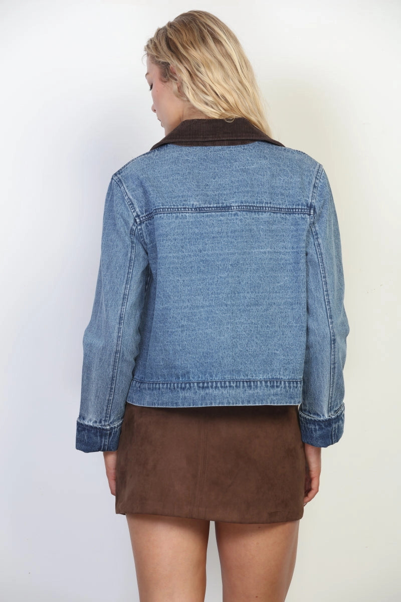 Corduroy Collar Denim Jacket