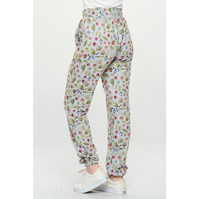 SM Wardrobe Vegetable Print Tie Waist Jogger Pants