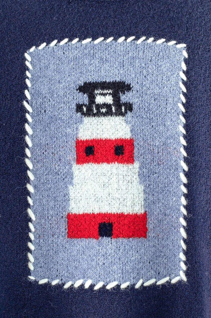 Whipstitch Trim Lighthouse Knit Sweater