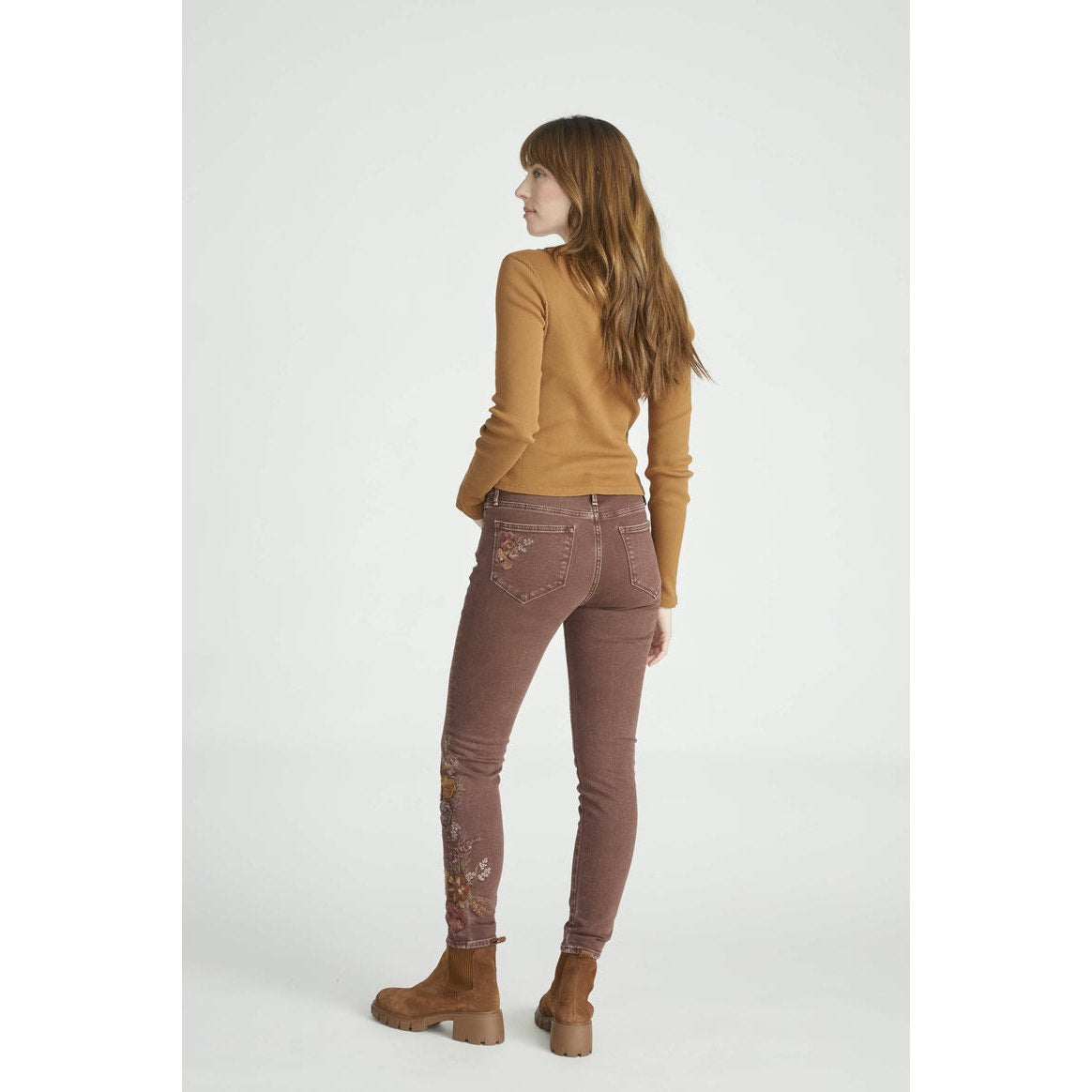 DRIFTWOOD High Rise Skinny Wildflower Dusty Brown Jeans
