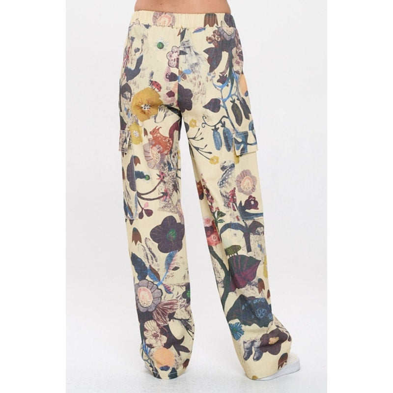 Botanical Print Cargo Pants