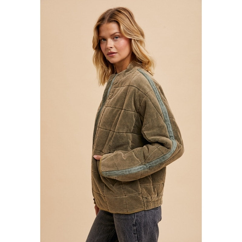Mountain Sage Quilted Corduroy Puffer Jacket