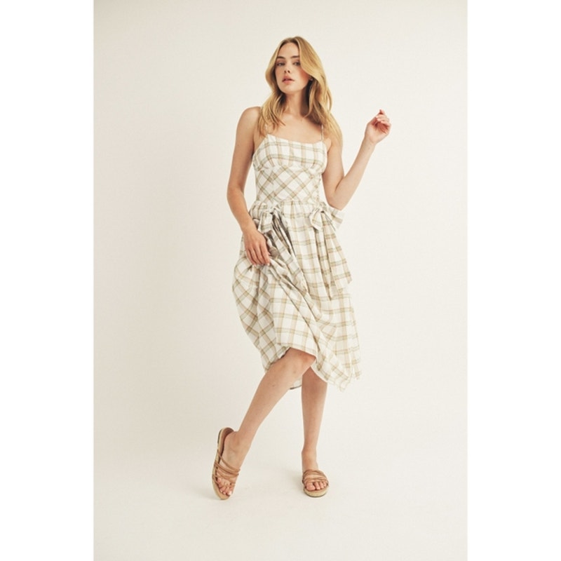 Plaid Bows Midi A Line Dress