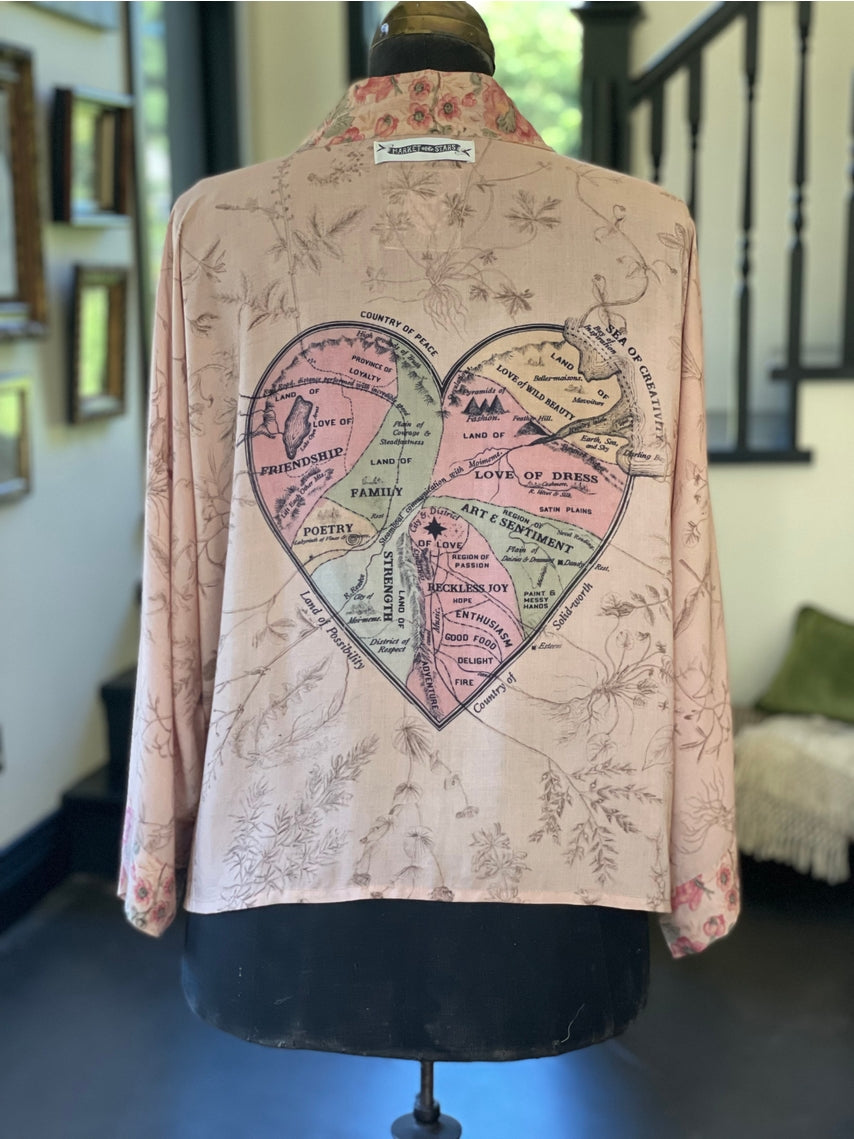 Cárdigan kimono de bambú corto "Map of My Heart" talla única