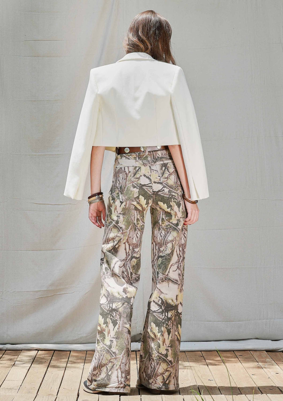 High-Rise Camo Print Wide Leg Jeans