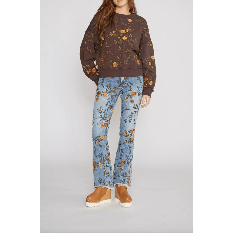 Sudadera con bordado floral Driftwood Harvest Moon