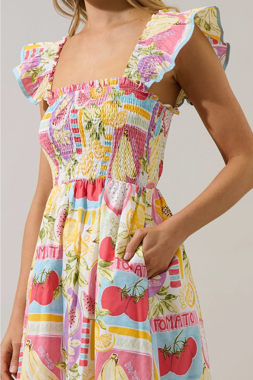 Urbina Smocked Midi Dress Farmers Market