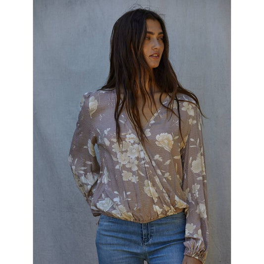 Sincerely Me Taupe Floral Top