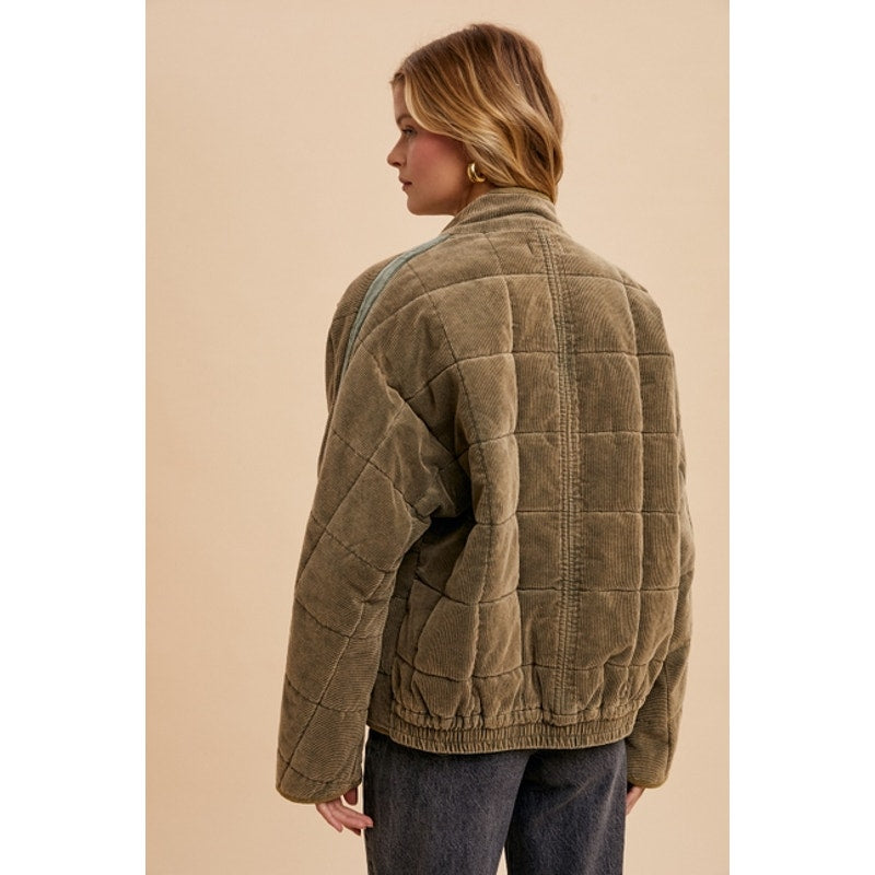 Mountain Sage Quilted Corduroy Puffer Jacket