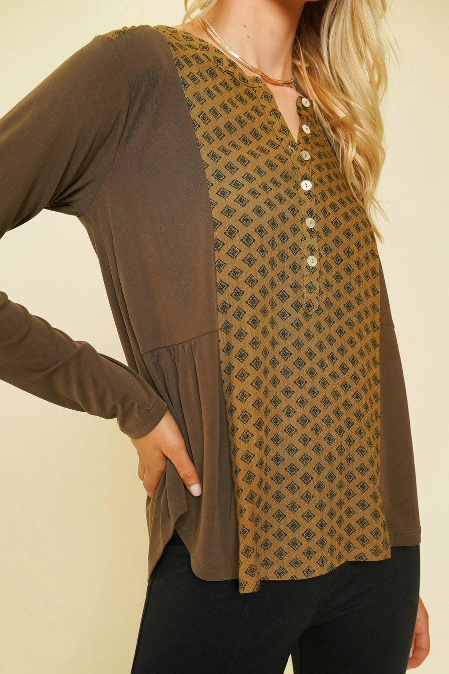 Mix Media Henley Top