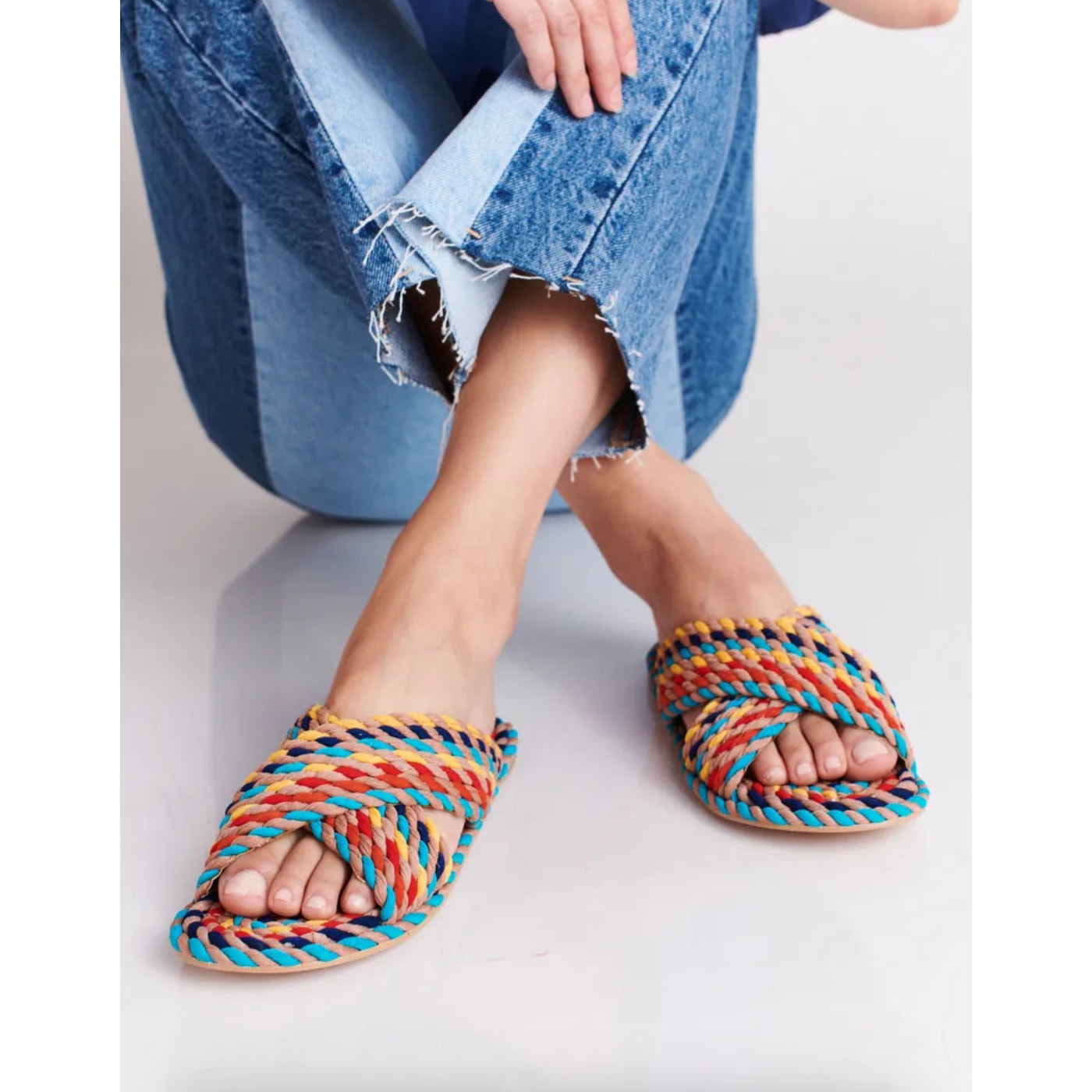 Salt + Umber Saraya Multi-Rainbow Fabric Rope Sandal