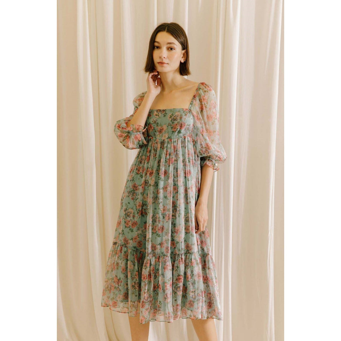 midi doll dress for women Yesfashion Women's Long Sleeve Casual Solid Dresses Babydoll Mesh Midi Dress, Size: Small