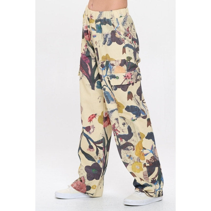 Botanical Print Cargo Pants