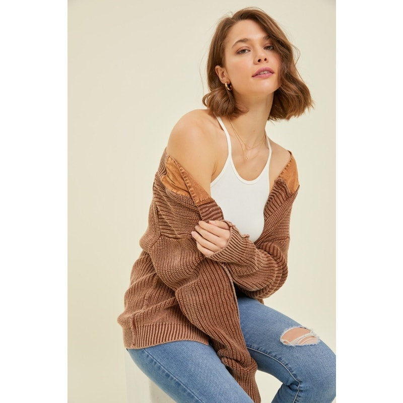 Western Inspired Mineral Washed Cardigan