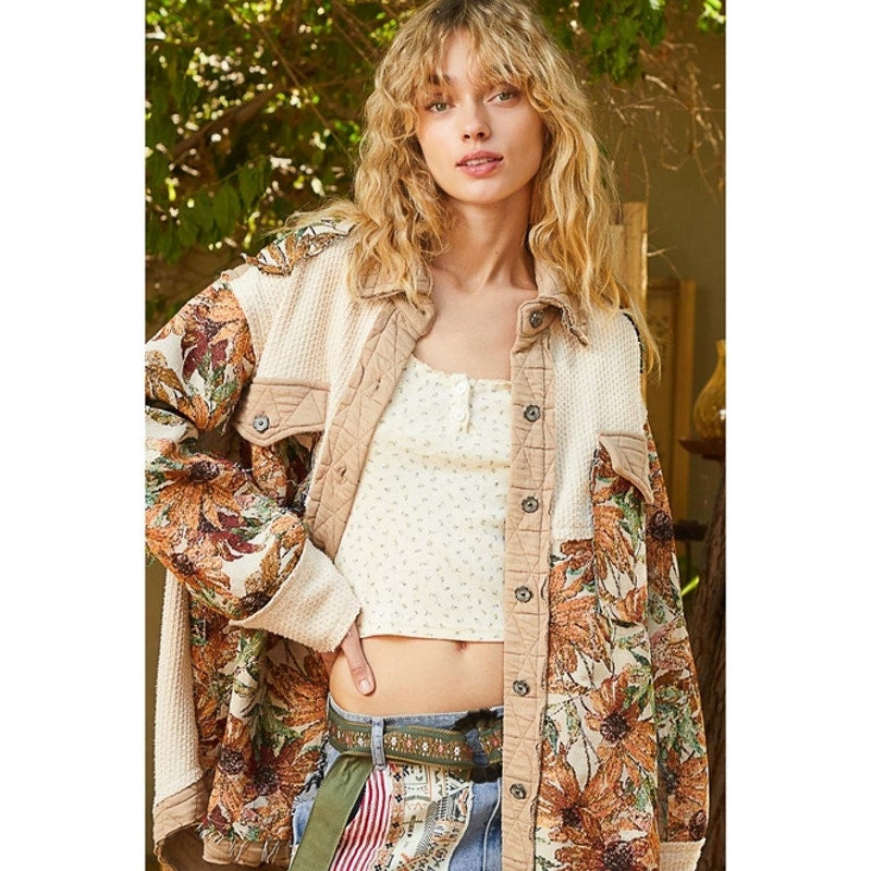 Jacquard Patch Quilted Sunflower Jacket