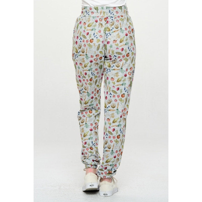 SM Wardrobe Vegetable Print Tie Waist Jogger Pants