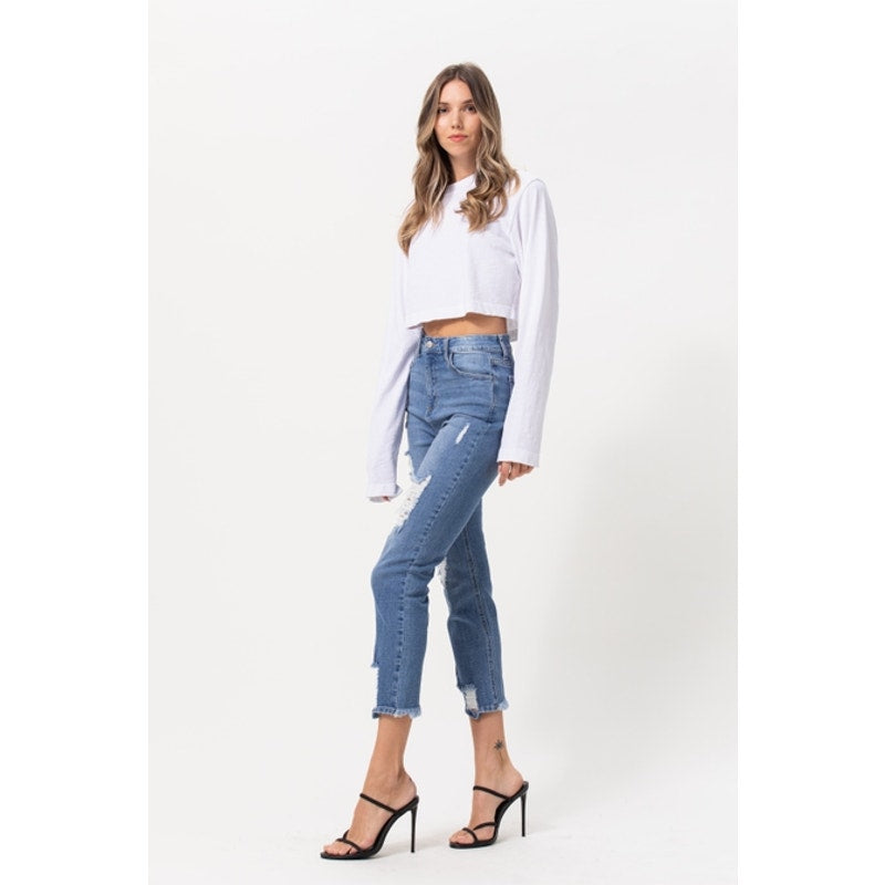 Jelly Jeans High Rise Distressed Straight Denim Jeans