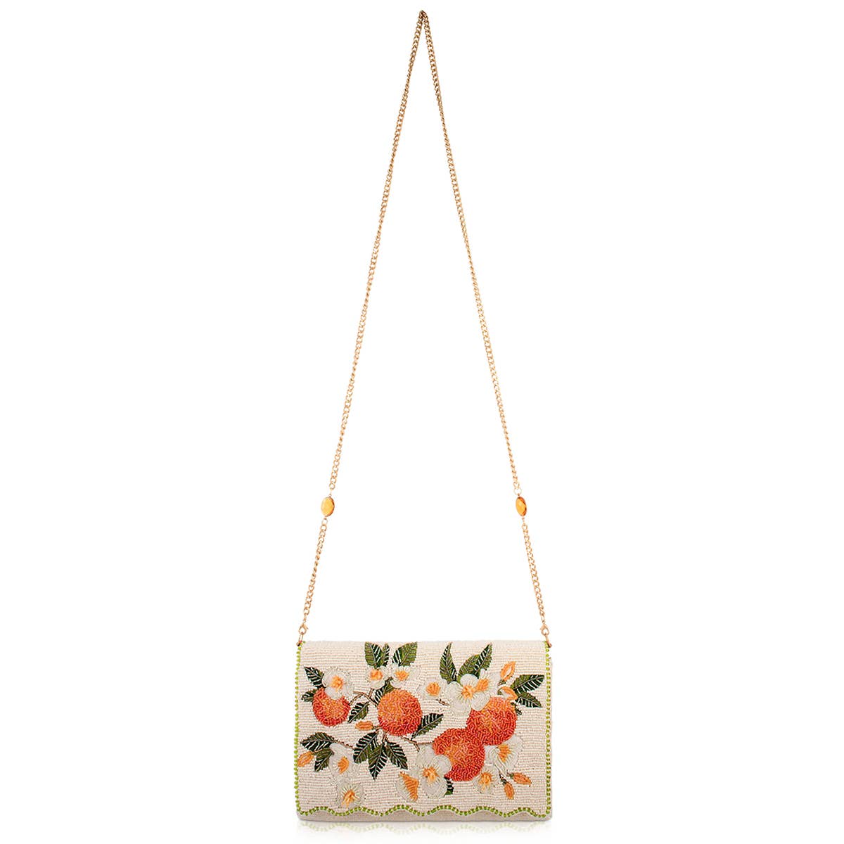 Mary Frances Sun Kissed Orange Fruit Beaded Crossbody Handbag