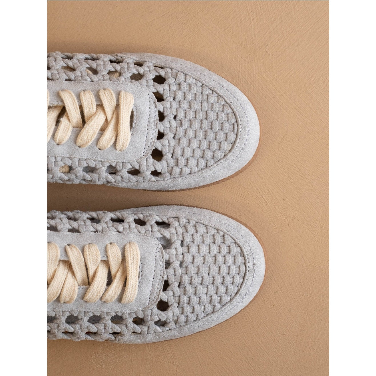 The Sandy Blue Crochet Detailed Suede Sneaker