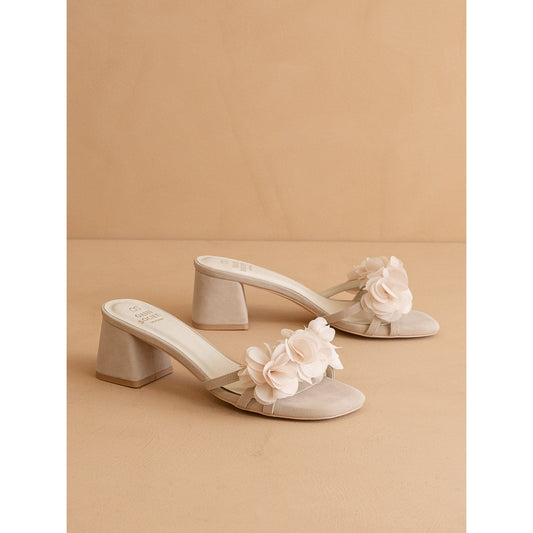 The Noor Light Grey Romantic Petal Detail Heels