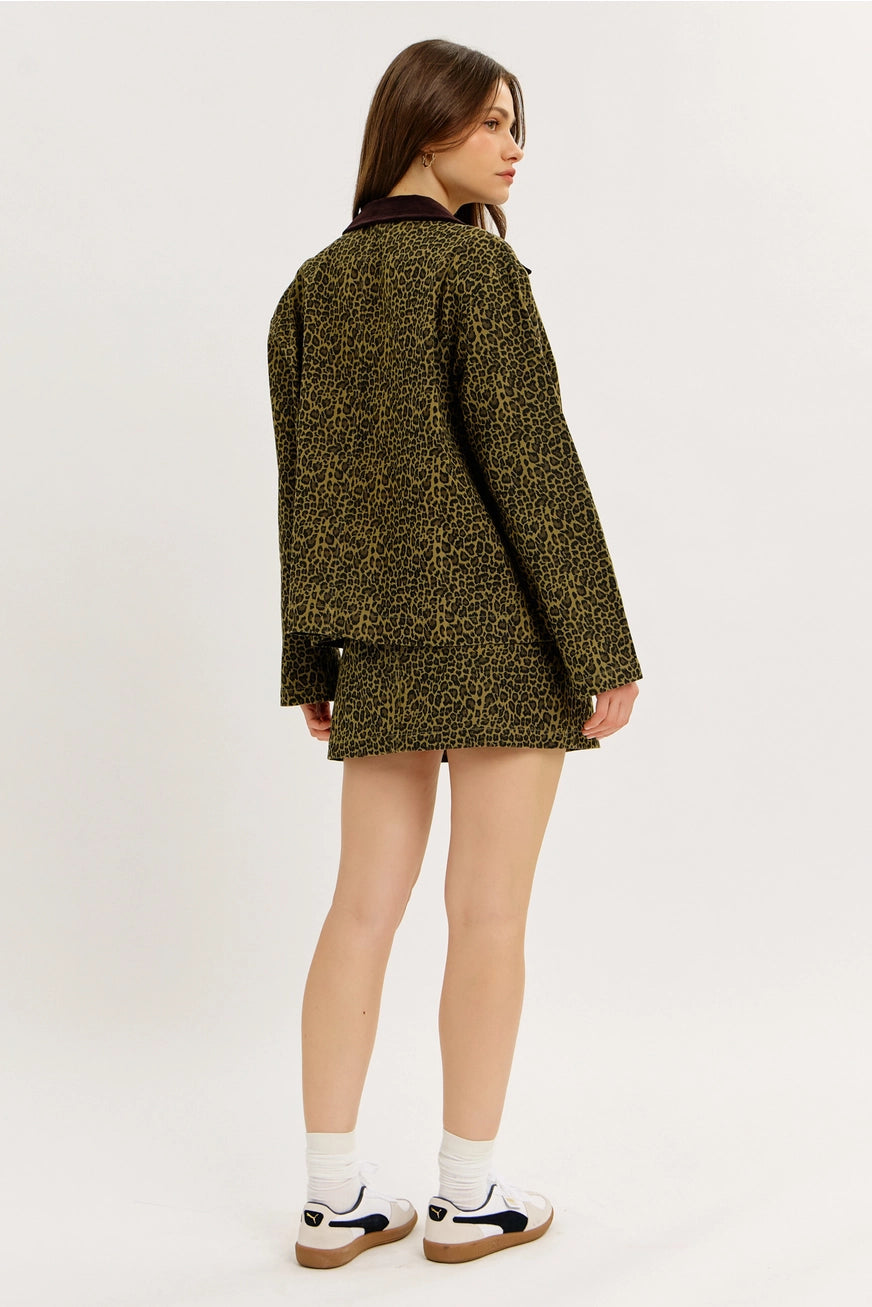Cool Girl Uniform Leopard Utility Jacket