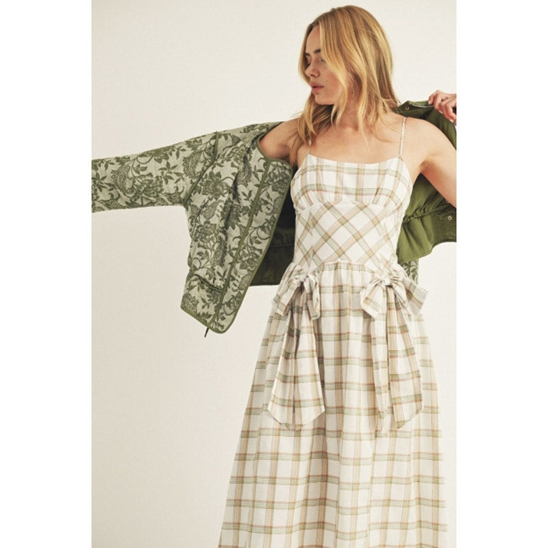 Olive Floral Print Padded Jacket