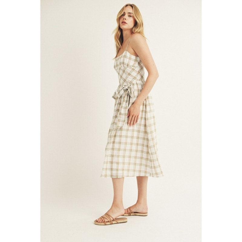 Plaid Bows Midi A Line Dress