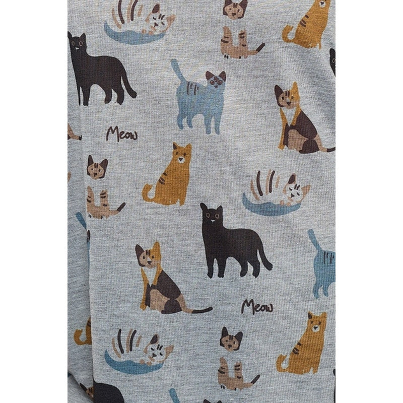 Camiseta sin mangas con estampado de gato maullando gris