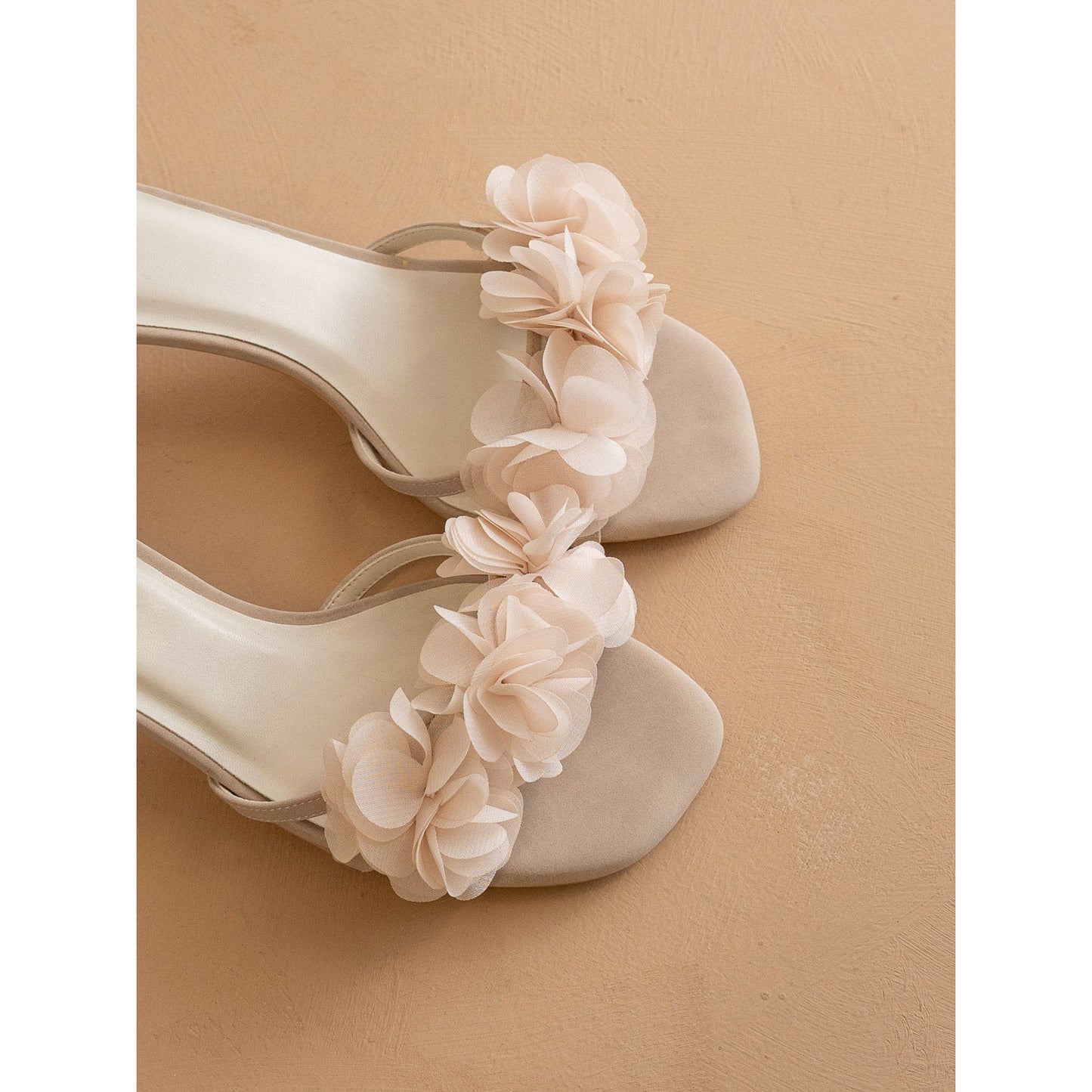 The Noor Light Grey Romantic Petal Detail Heels