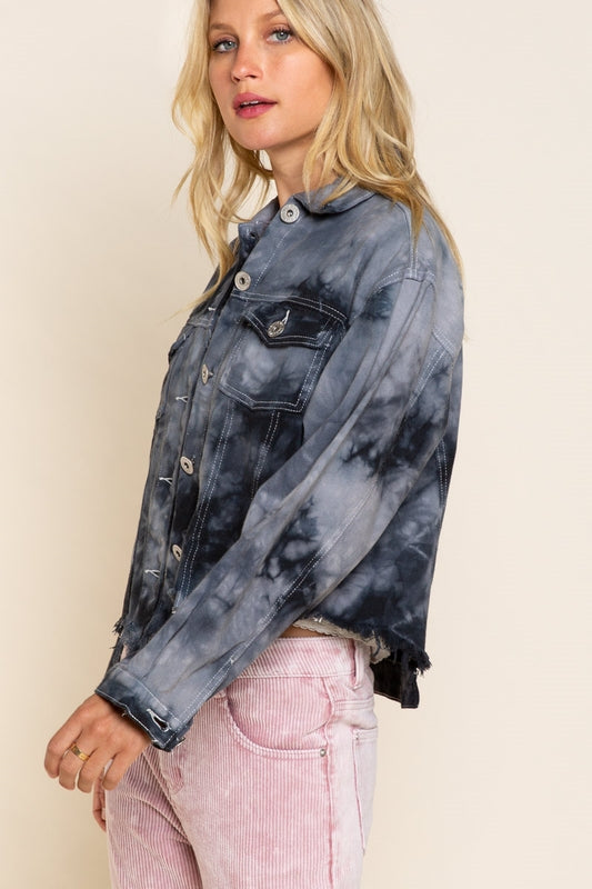 Ink Drop Hand Dip Dyed Terry Jacket - Wild Luxe Boutique