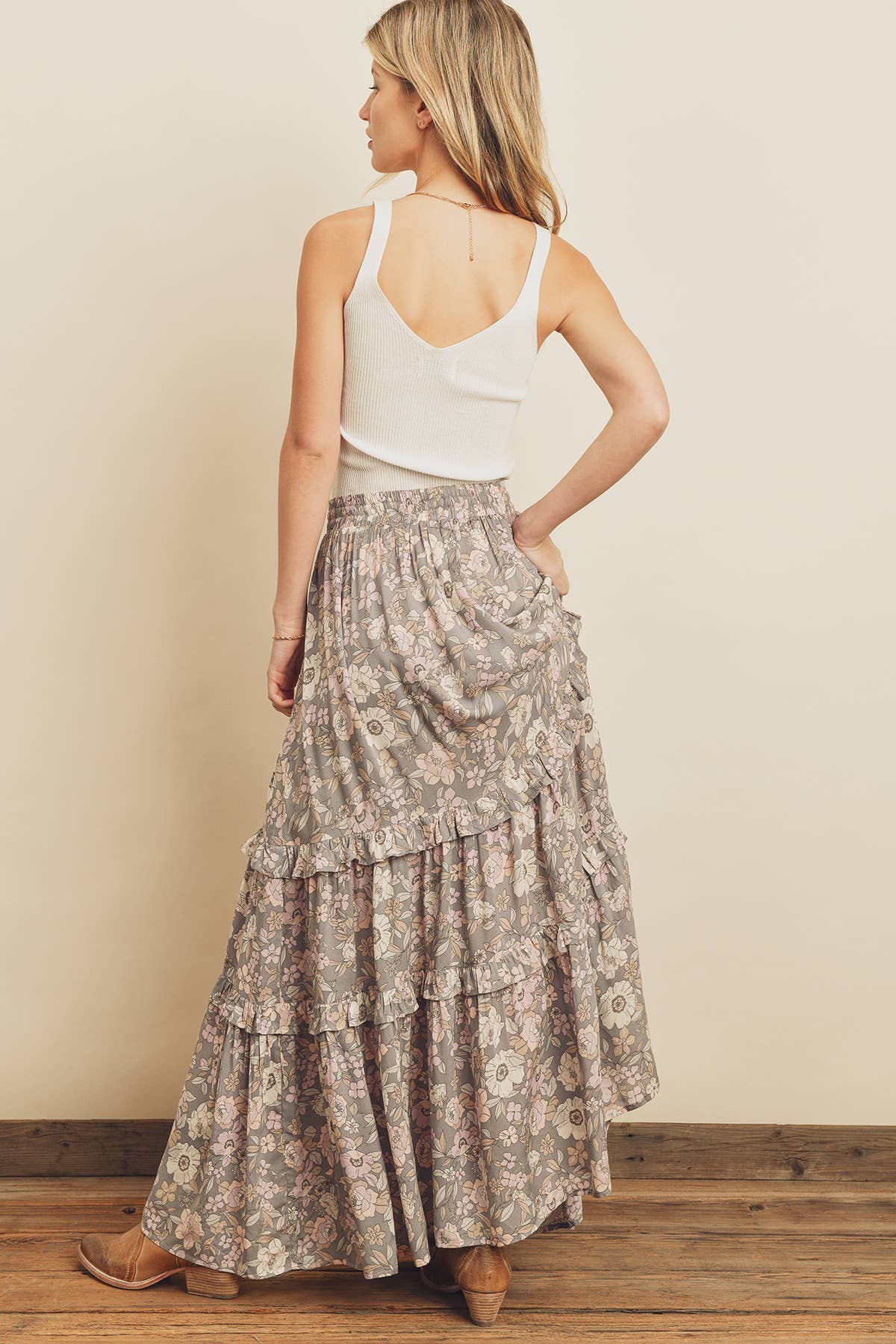 Floral Tiered Maxi Skirt