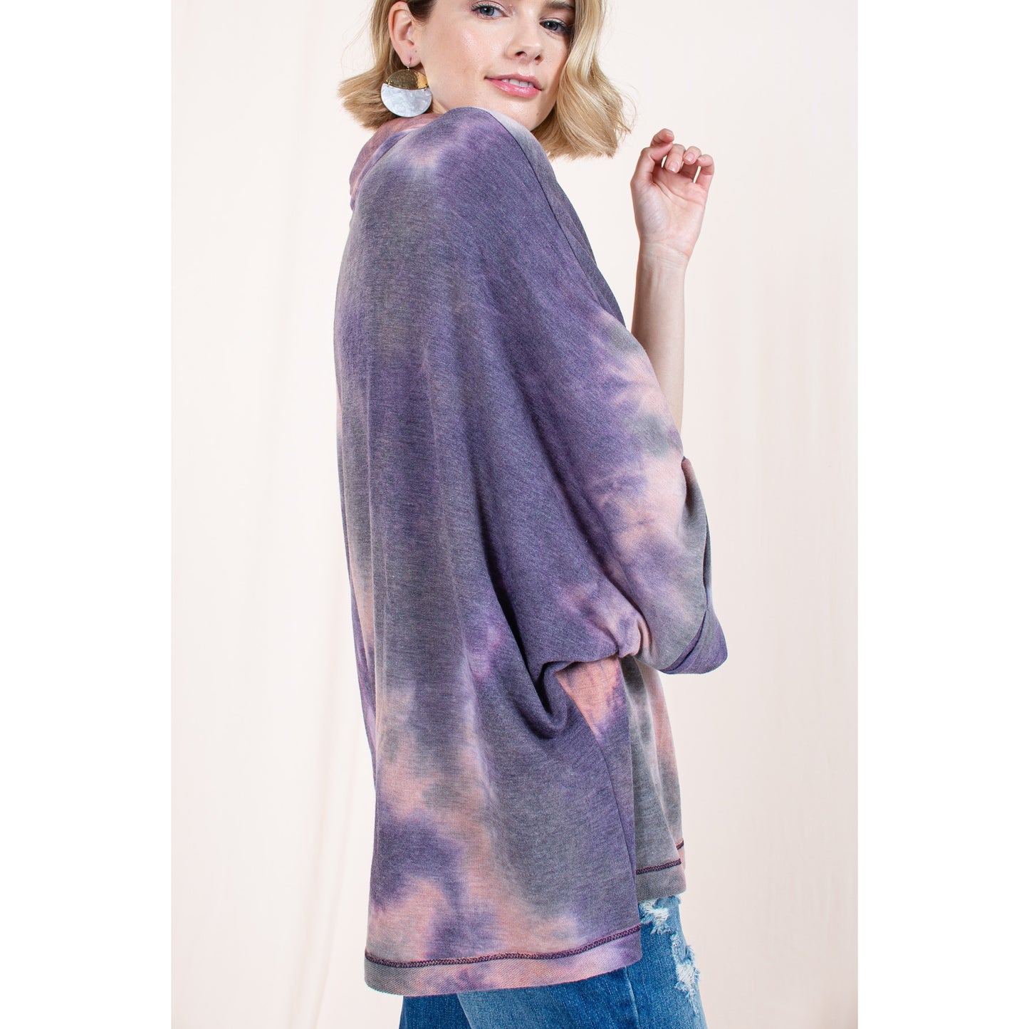 Tie Dye French Terry Turtleneck Poncho - Wild Luxe Boutique