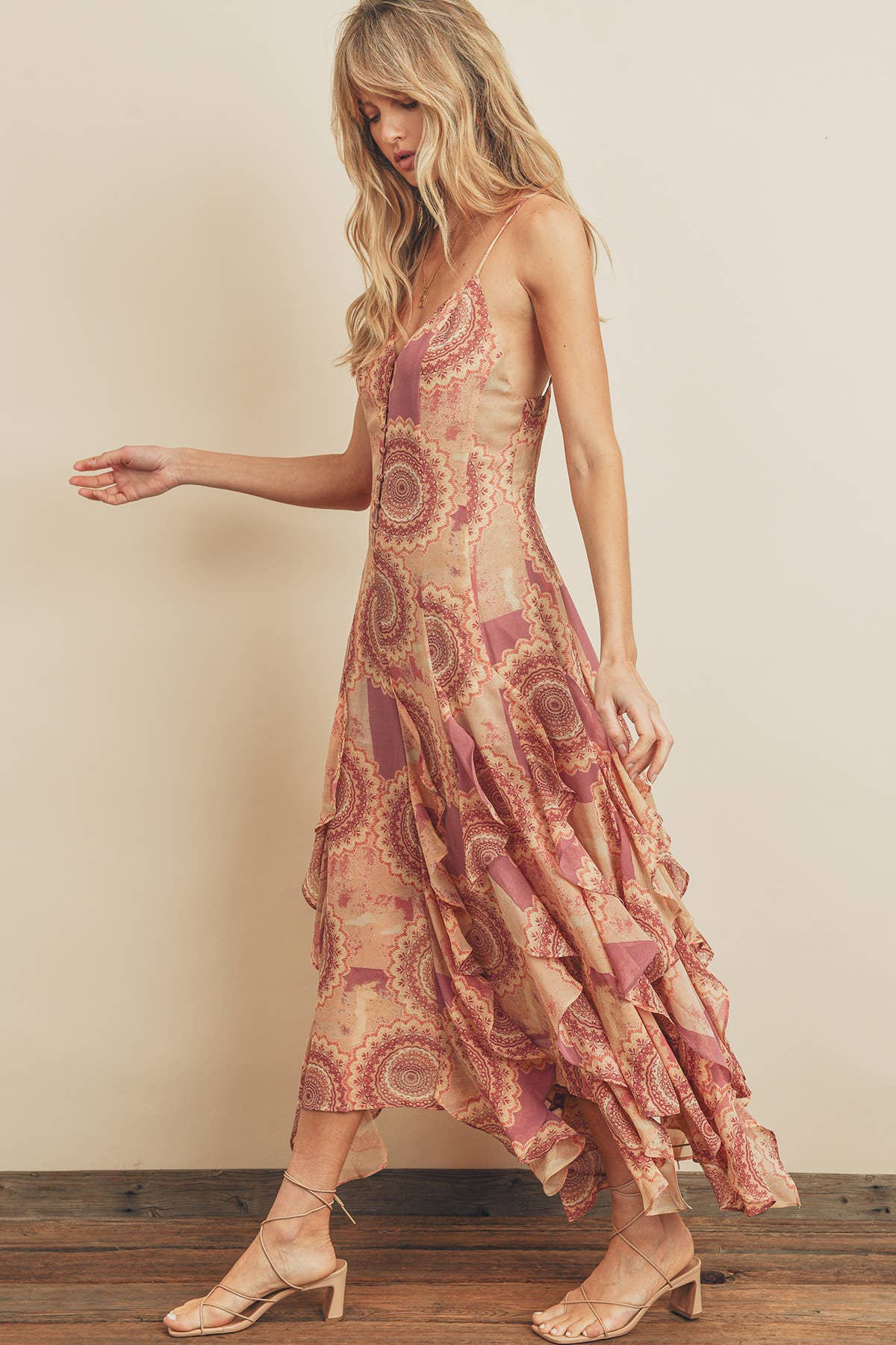 Breathless Frilled Handkerchief Hem Dress