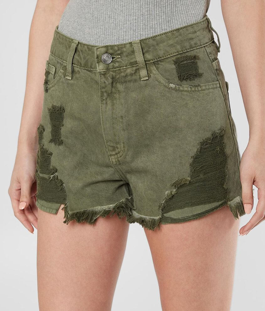 Avery Olive Denim Shorts - Wild Luxe Boutique