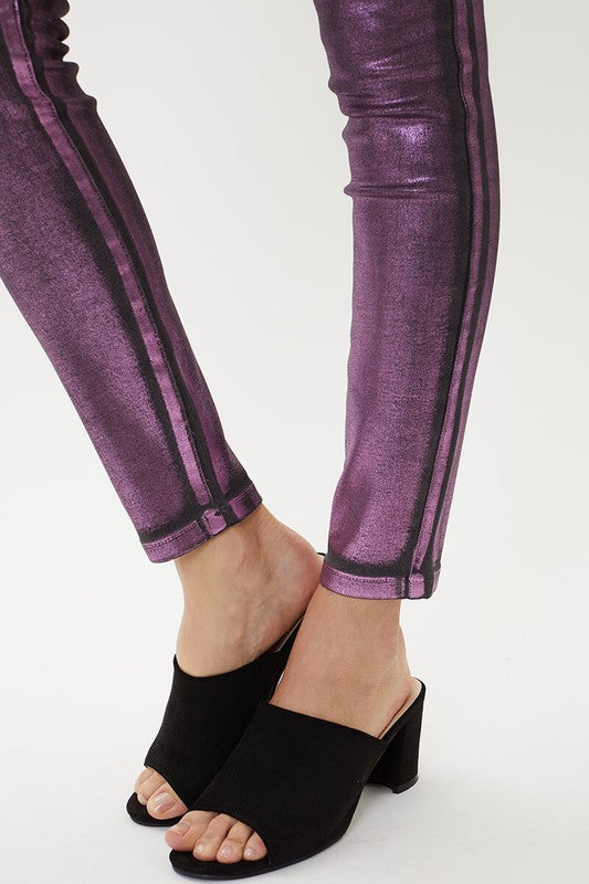 Freya Pink/Purple Metallic Foil Coated Jeans - Wild Luxe Boutique
