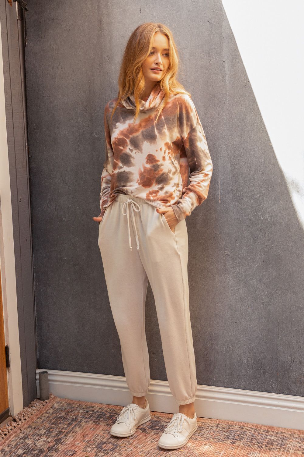 Tie Dye Turtle Neck Terry Pullover - Wild Luxe Boutique