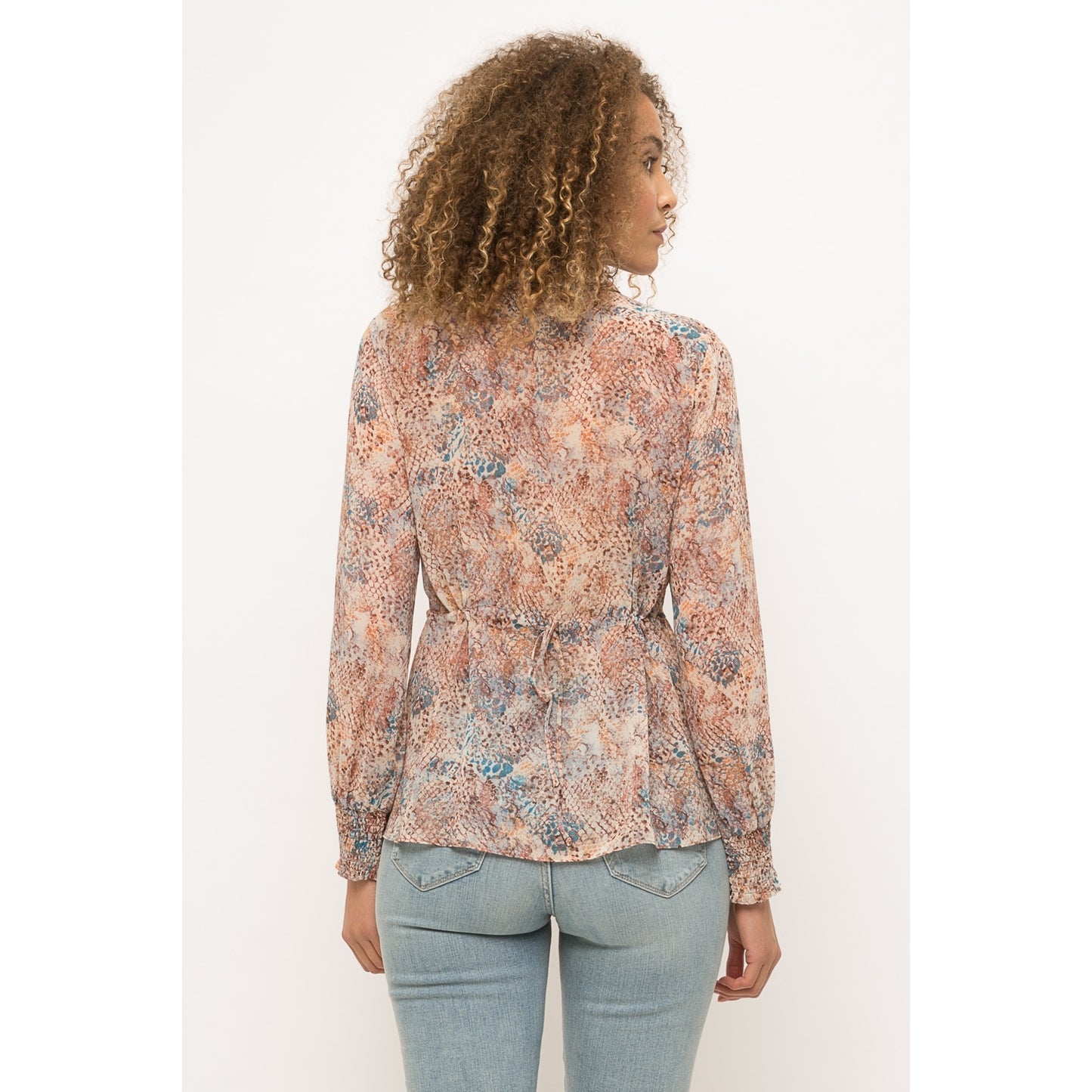 Snake Print Tie Back Pleated Shirt - Wild Luxe Boutique