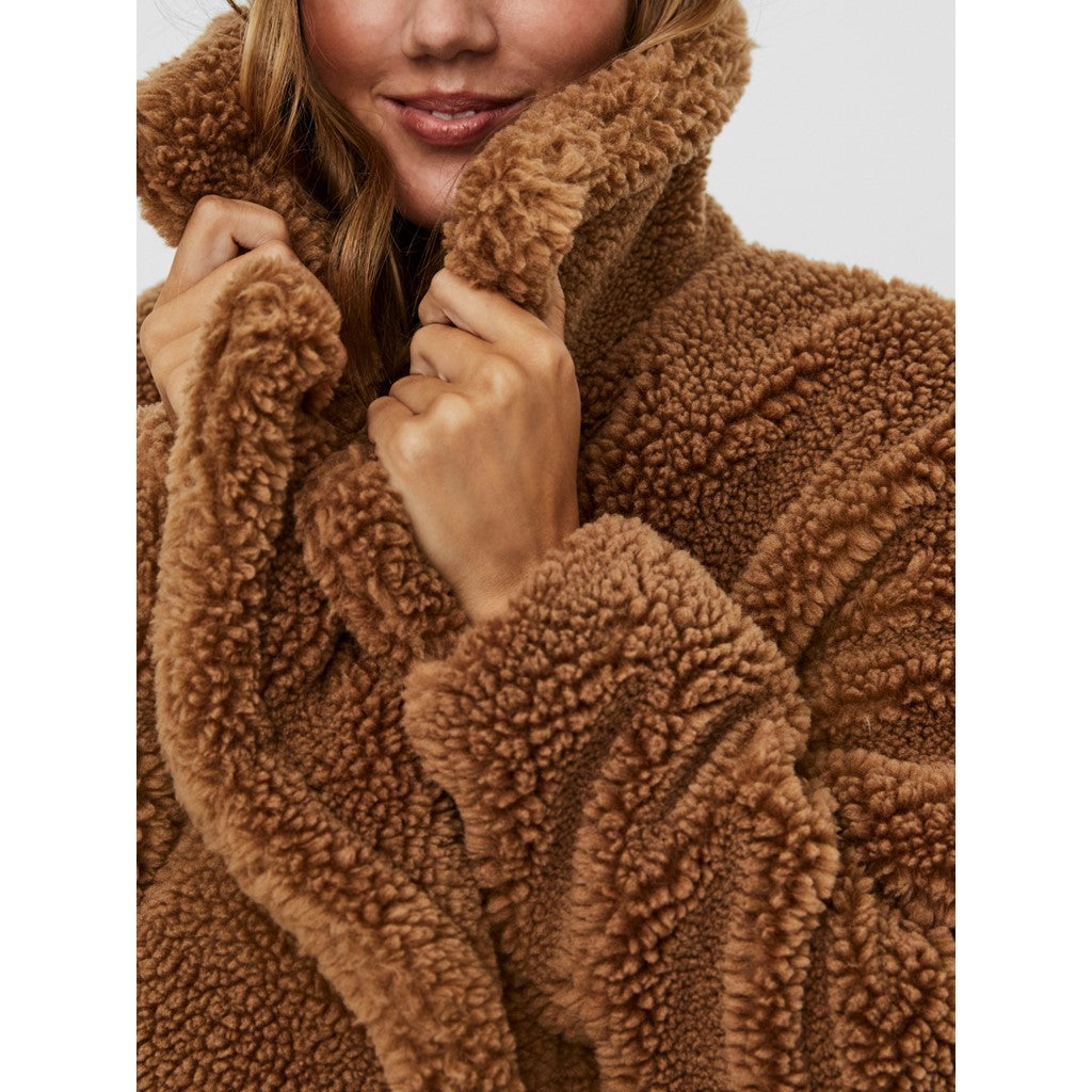 Vero Moda Tobacco Brown Teddy Coat - Wild Luxe Boutique