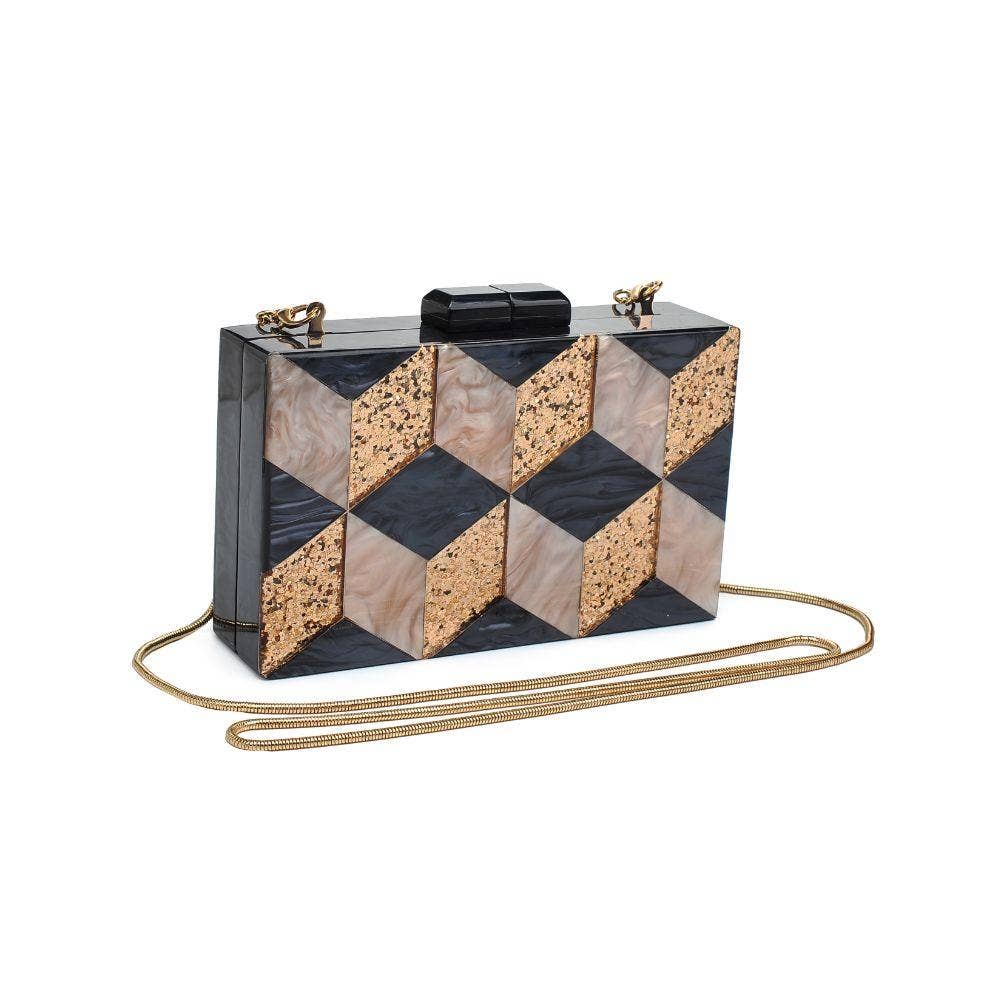 Chevron Diamond Lucite Pearl Crossbody Clutch Bag - Wild Luxe Boutique