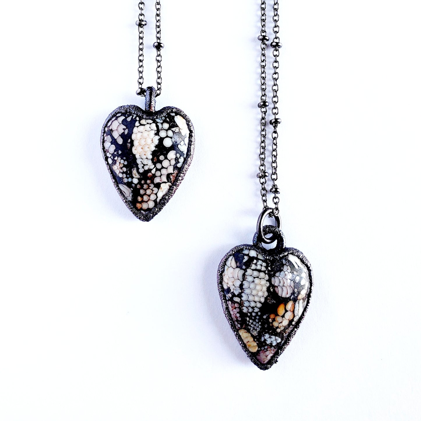 Rare Snakeskin Agate Heart Necklace - Wild Luxe Boutique