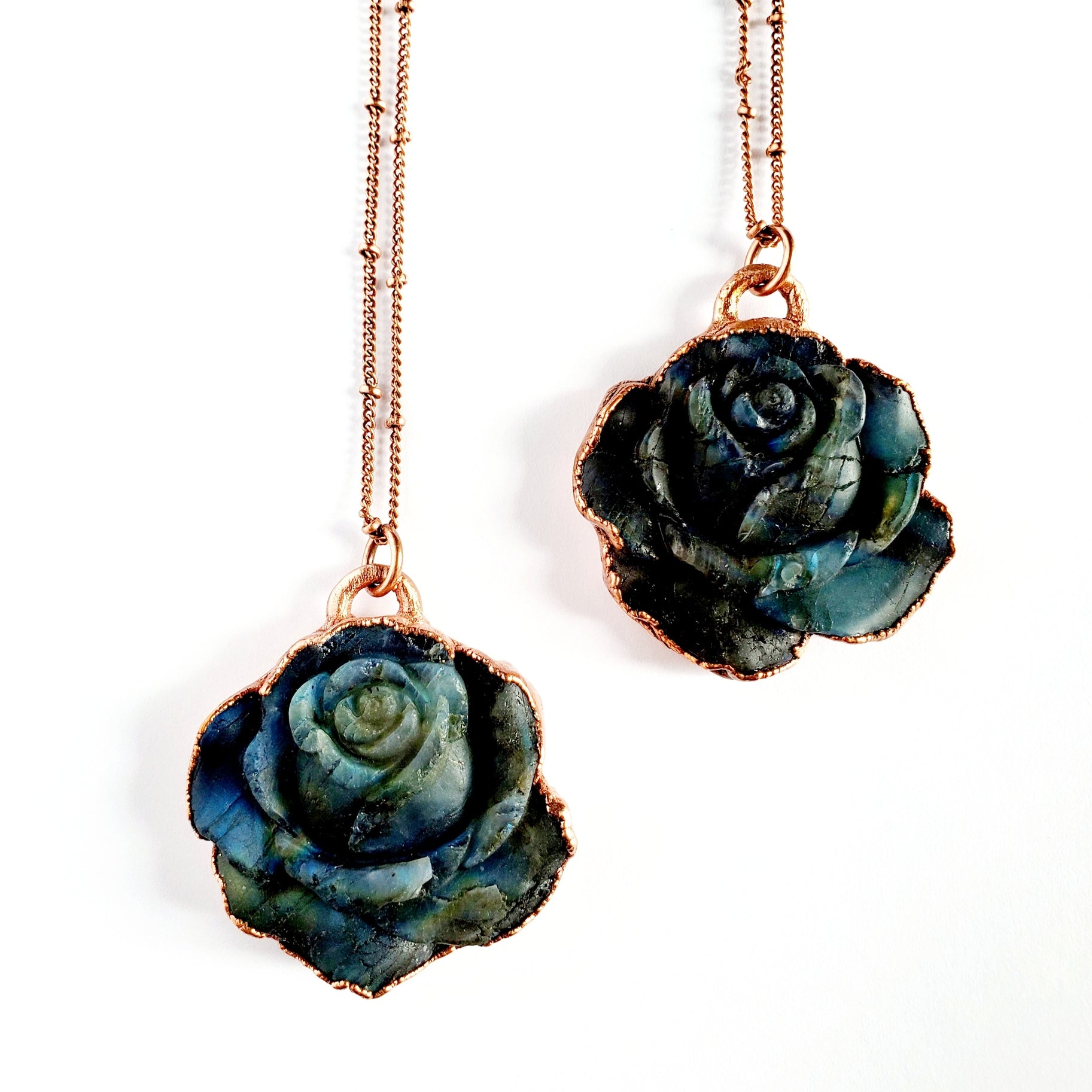 Carved Labradorite Rose Necklace - Wild Luxe Boutique