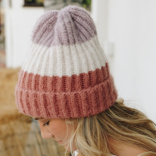 Color Block Knit Beanie - Wild Luxe Boutique