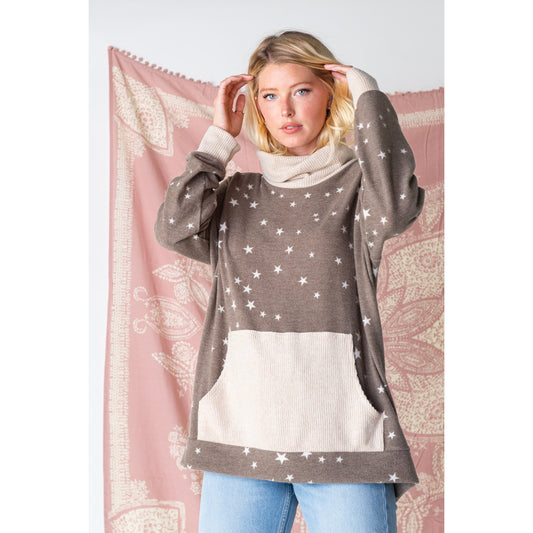Oversized Star Print Knit Top - Wild Luxe Boutique