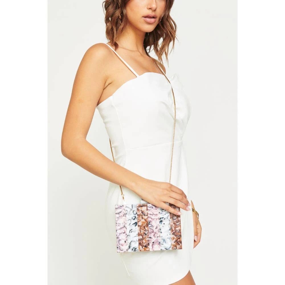Marbled Neopolitan Acrylic Crossbody Clutch Bag - Wild Luxe Boutique