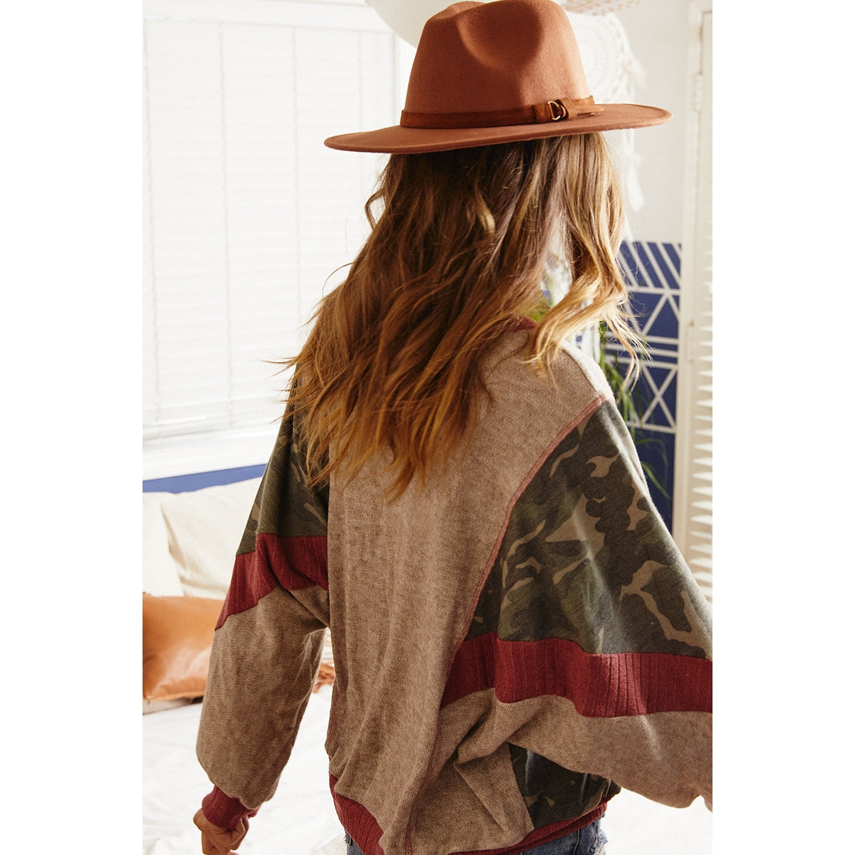 Camo Contrast Detail Top - Wild Luxe Boutique