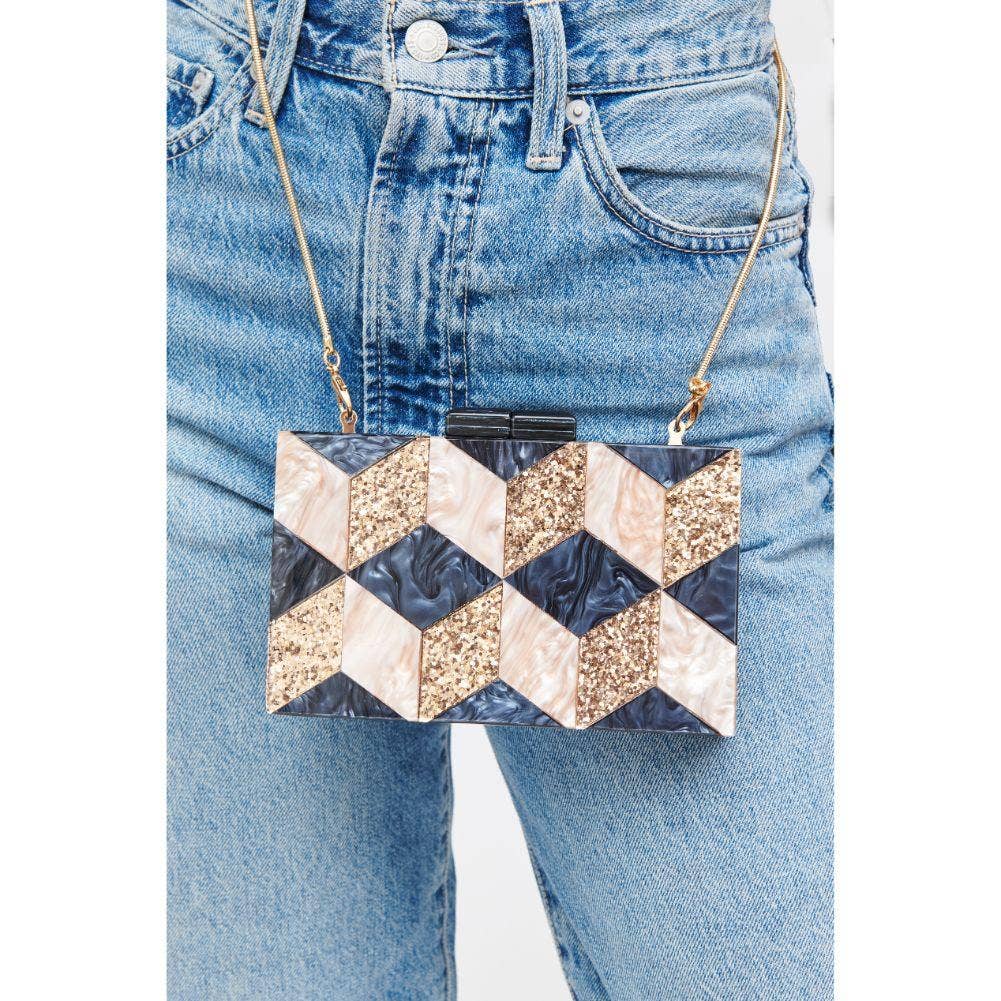 Chevron Diamond Lucite Pearl Crossbody Clutch Bag - Wild Luxe Boutique
