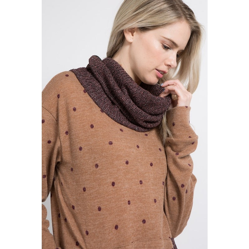 Polka-Dot Knit Cowl Neck Top - Wild Luxe Boutique