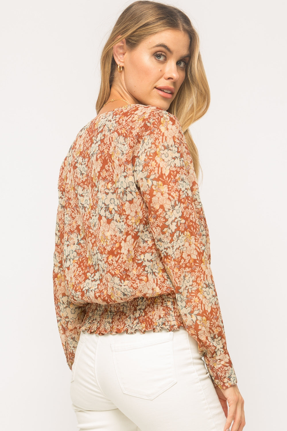 Floral Chiffon V-Neck Top - Wild Luxe Boutique