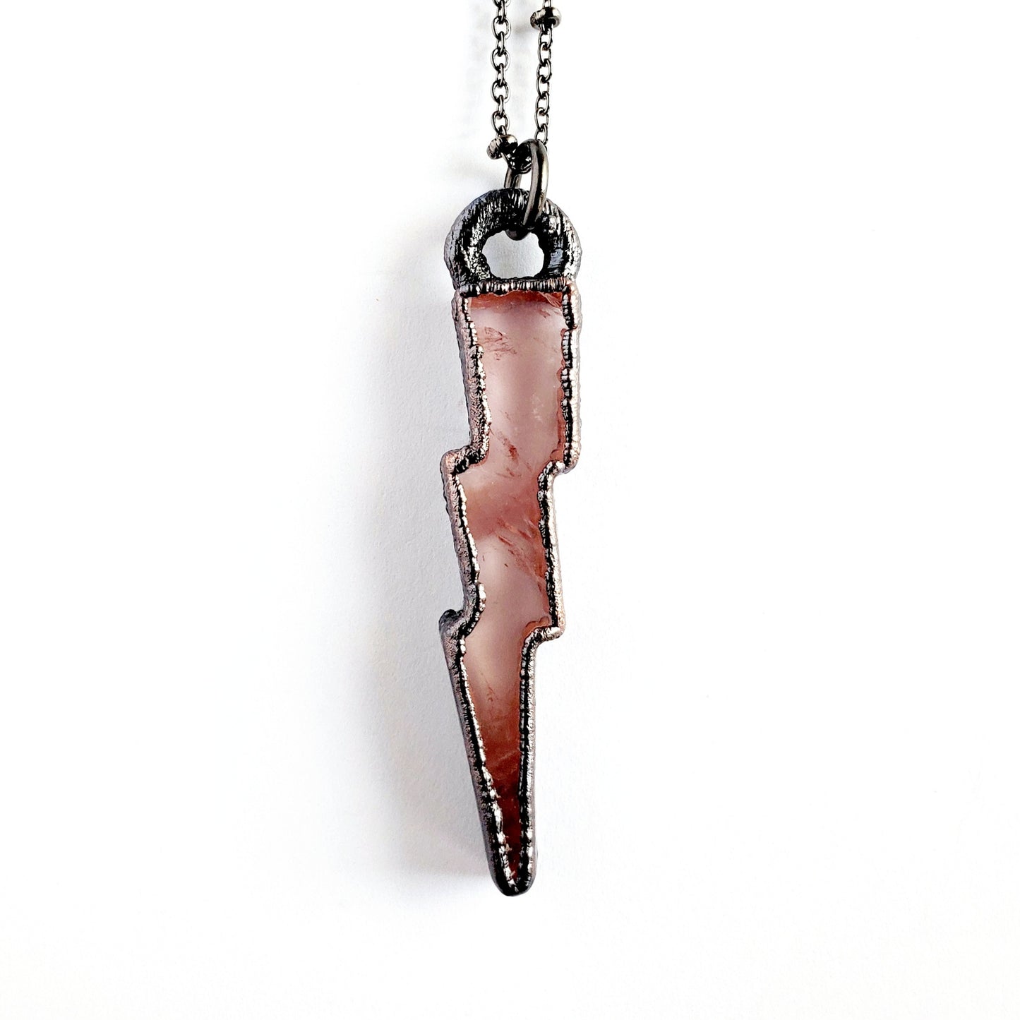 Rose Quartz Lightning Bolt Necklace - Wild Luxe Boutique